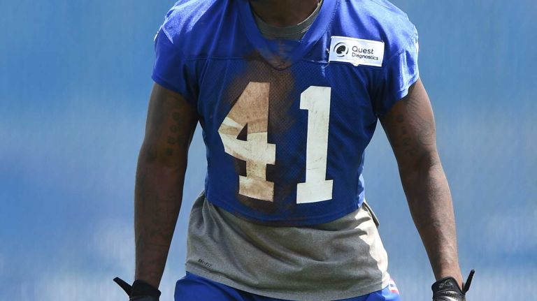 New York Giants cornerback Dominique Rodgers-Cromartie looks on during the Giants Organized Team Activities at Quest Diagnostics Training Center on Wednesday, June 1, 2016.