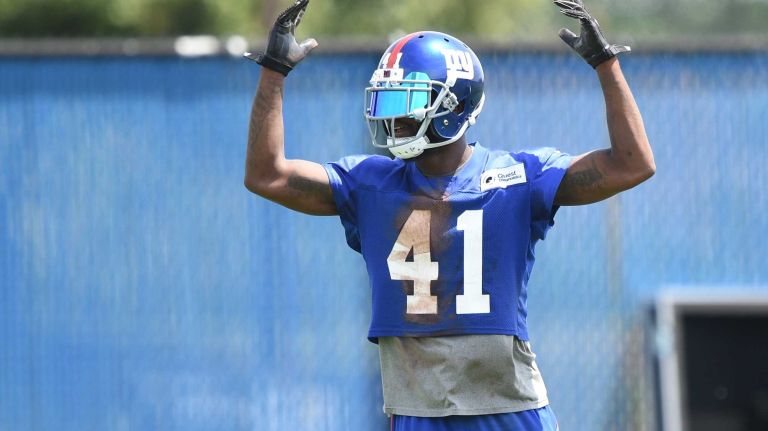 New York Giants cornerback Dominique Rodgers-Cromartie is seen on the field during the Giants Organized Team Activities at Quest Diagnostics Training Center on Wednesday, June 1, 2016.