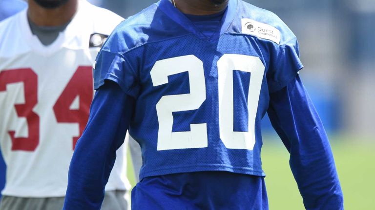 New York Giants cornerback Janoris Jenkins looks on during the Giants Organized Team Activities at Quest Diagnostics Training Center on Wednesday, June 1, 2016.