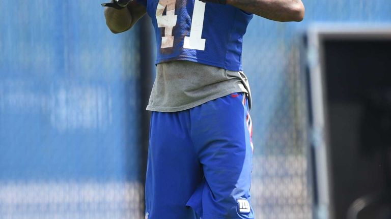 New York Giants cornerback Dominique Rodgers-Cromartie is seen on the field during the Giants Organized Team Activities at Quest Diagnostics Training Center on Wednesday, June 1, 2016.