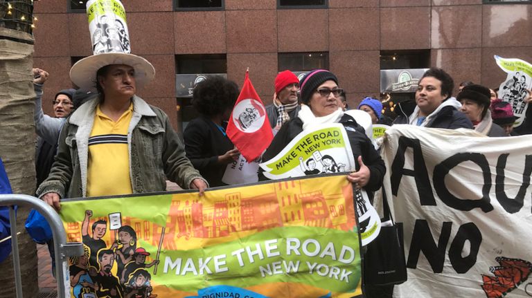 Immigration advocates demanded a clean Dream Act during a rally outside Sen. Chuck Schumer's Manhattan office, located at 780 Third Ave., on Tuesday, Dec. 19, 2017.