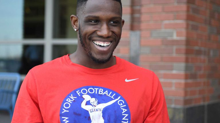 New York Giants wide receiver Anthony Dable looks on during an interview after the Giants Organized Team Activities at Quest Diagnostics Training Center on Monday, May 23, 2016.