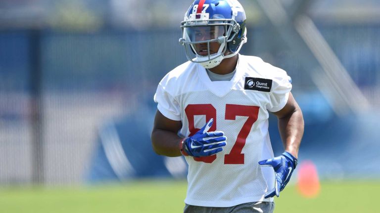 New York Giants wide receiver Sterling Shepard looks on during the Giants Organized Team Activities at Quest Diagnostics Training Center on Monday, May 23, 2016.