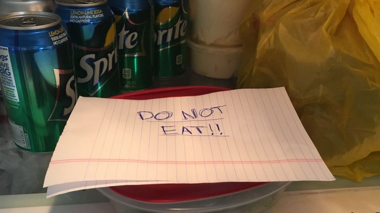Even labeling your food with death threats isn't enough to deter your hungry roommate. 