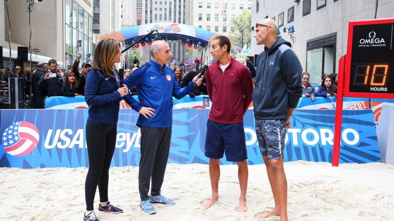 100 days until Olympics 2016 in Rio 5 Today Show anchor Natalie Morales and host Matt Lauer talk to Team USA Beach Volleyball players Phil Dalhausser and Nick Lucena as they visit NBC's TODAY Show during their Road to Rio Tour presented by Liberty Mutual on April 27, 2016 in New York City. The event marks 100 days until the Opening Ceremony of the Rio 2016 Olympic Games.