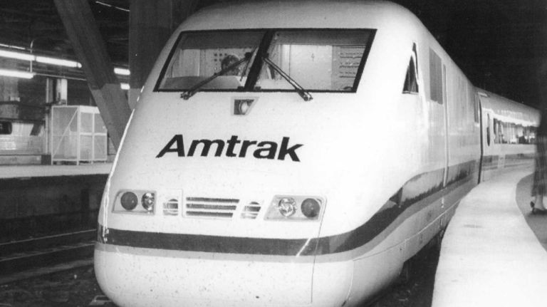 Amtrak unveiled its ICE (Intercity Express) Train at Penn Station on Oct. 4, 1993. The German-made train had a top speed in Europe of 175 mph.