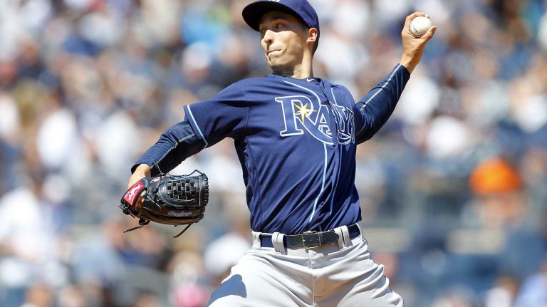 Yankees vs. Rays 103 Blake Snell #4 of the Tampa Bay Rays pitches against the New York Yankees at Yankee Stadium on Saturday, April 23, 2016 in the Bronx Borough of New York City.
