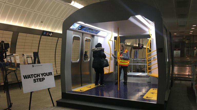 Straphangers can tour models of the next generation of MTA subway cars at the Hudson Yards-34th Street station  through Dec. 6, 2017.