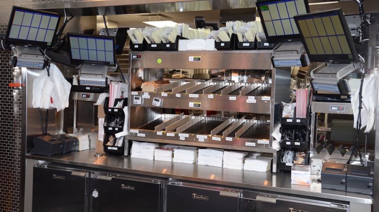 To improve efficiency, there are two assembly line screens for team members to work off of. It's divided into two sections, red and blue. 