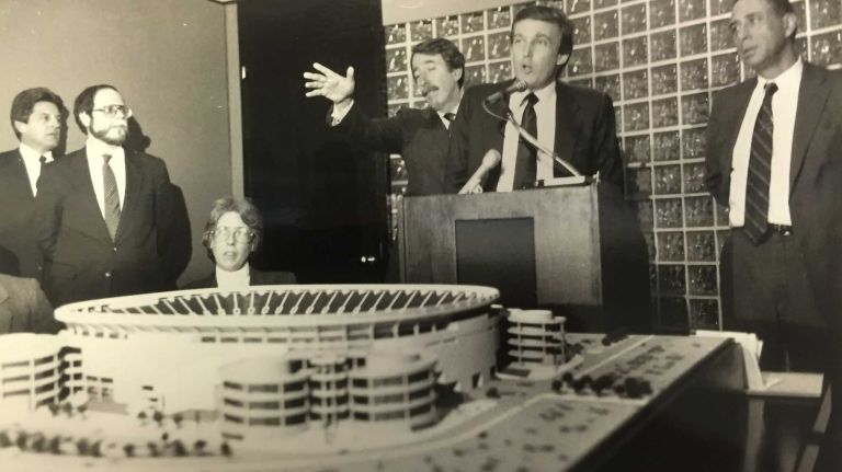 Donald Trump: See photos of the early years 9 Donald Trump makes an announcement of the new arena to be built at Willetts Point in Queens at the UDC office in New York City on Dec. 5, 1985.