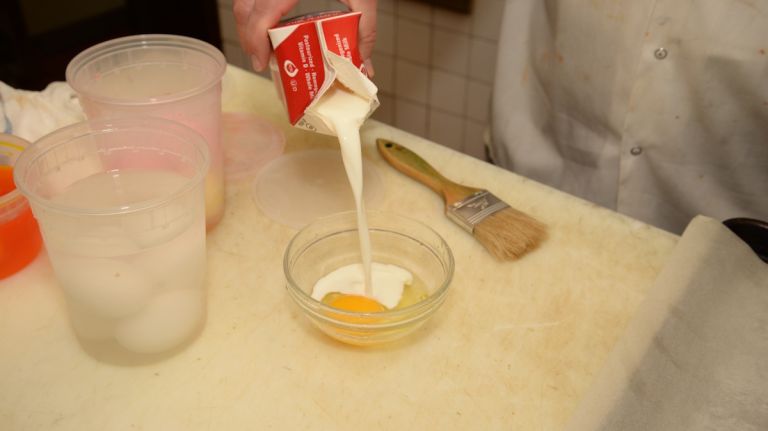 Mix egg and milk for the egg glaze.