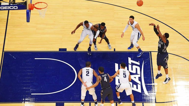 Georgetown forward Marcus Derrickson (24) attempts a free throw against Villanova during the Big East Tournament at Madison Square Garden in New York, New York on Thursday, Mar 10, 2016. Big East Basketball Tournament between #8 Georgetown and #1 Villanova.