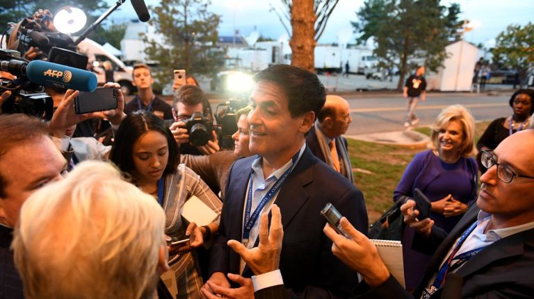 Settle in for the celebrity election of 2020 1 Mark Cuban speaks to media outside the Spin Room before the start of the first Presidential Debate between Donald Trump and Hillary Clinton which will take place on Hofstra University's campus later this evening. Sept. 26, 2016.