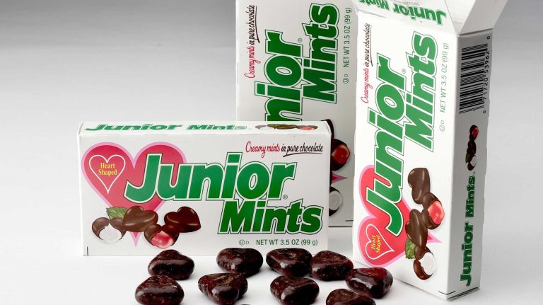 These Junior Mints Valentine's Hearts (suggested retail price, $1.99 per 3.5-ounce box) contain the same minty-chocolate goodness fans love but with a special holiday-themed shape filled with either a red or white center.