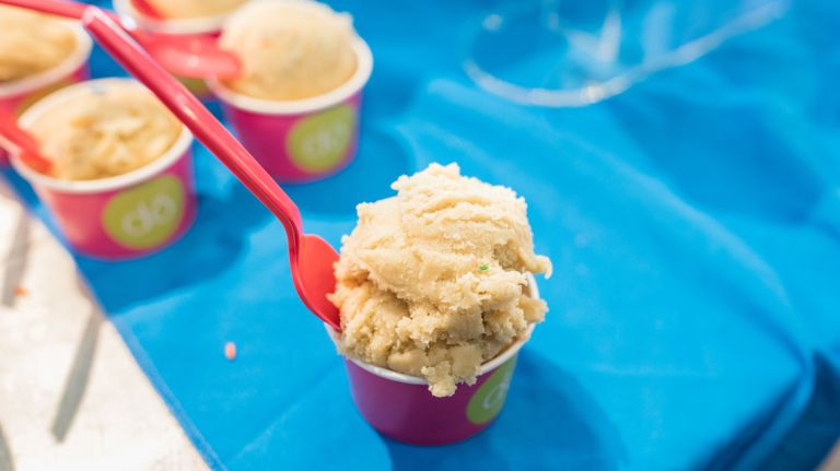 Among the new food vendors at the Holiday Shops at Bryant Park is the DŌ shop with its edible raw cookie dough .