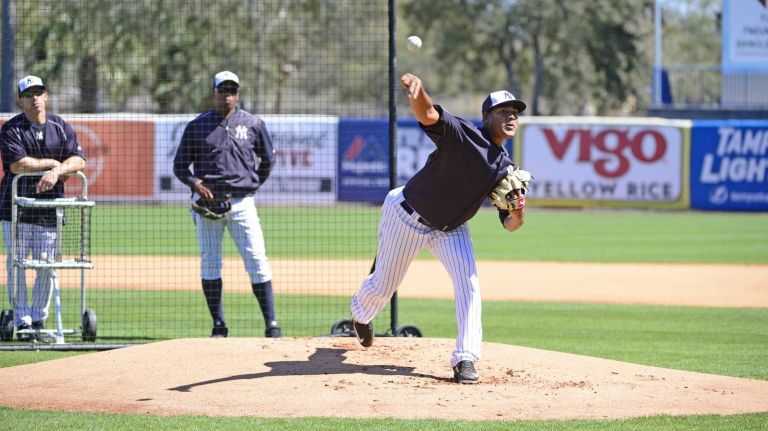 New York Yankees spring training 2016 91 New York Yankees' Ivan Nova throws live batting practice during spring training at George M. Steinbrenner Field in Tampa, Fla. on Feb. 28, 2016.