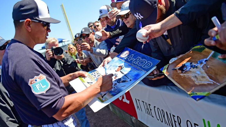 New York Yankees spring training 2016 97 New York Yankees' Alex Rodriguez signs autographs for fans during spring training at George M. Steinbrenner Field in Tampa, Fla. on Feb. 27, 2016.