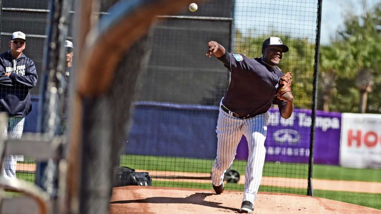 New York Yankees spring training 2016 105 New York Yankees' Michael Pineda throws live batting practice during spring training at George M. Steinbrenner Field in Tampa, Fla. on Feb. 26, 2016.