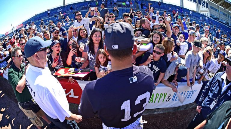 New York Yankees spring training 2016 106 New York Yankees fans clamor for autographs from Alex Rodriguez during spring training at George M. Steinbrenner Field in Tampa, Fla. on Feb. 28, 2016.