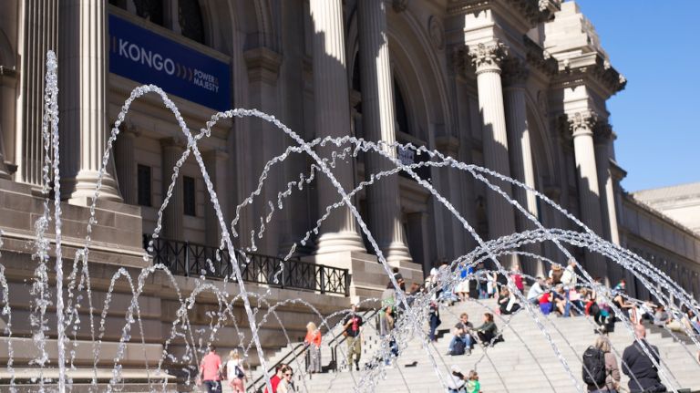 The fountain outside the Met in the plaza after the recent reconstruction on a sunny, October day in 2015 is quite the sight for museum-goers or those simply resting on the steps.