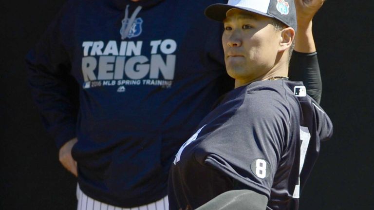 New York Yankees spring training 2016 111 New York Yankees' Masahiro Tanaka throws a bullpen session during spring training at George M. Steinbrenner Field in Tampa, Fla. on Feb. 28, 2016.