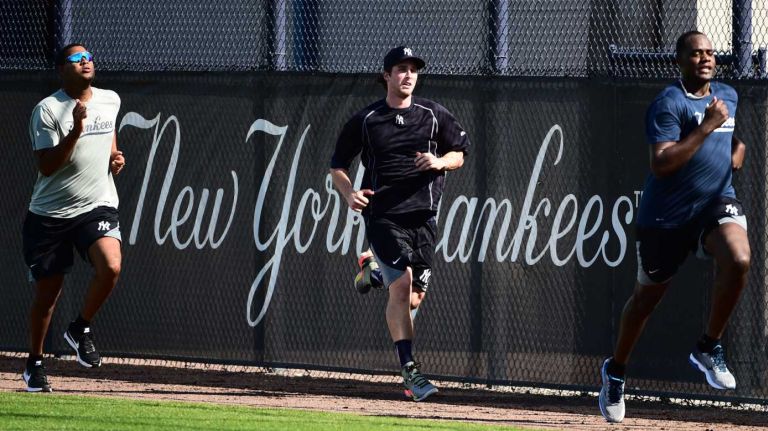 New York Yankees spring training 2016 168 New York Yankees pitchers Ivan Nova (left), Bryan Mitchell (center), and Michael Pineda (right) work out at the Yankees' minor league facility in Tampa, Fla. on Wednesday, Feb. 17, 2016.