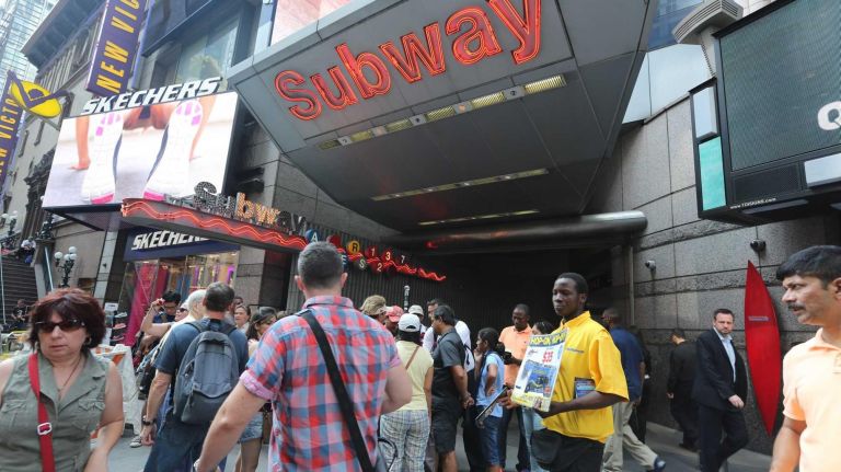 Most New Yorkers don't want to go near the packed Times Square subway station, but it's worth visiting for tourists if they want to get a good glimpse of what rush-hour is like in New York City. The complex has eleven different lines and is used by 65.9 million people a year. Station performers also seem to be at a higher notch there than other stops, with four performance locations that are organized by MTA Arts & Design. Annual auditions are held each year at Grand Central's Vanderbilt Hall. 