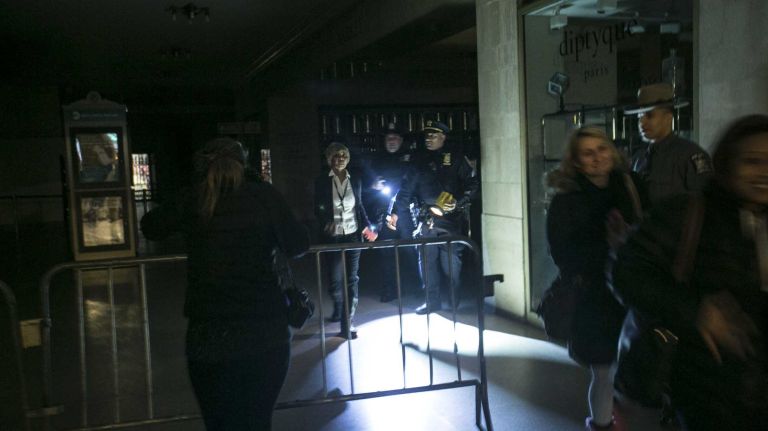 A partial power outage at Grand Central Terminal darkened corridors, and closed shops, on Feb. 15, 2016.