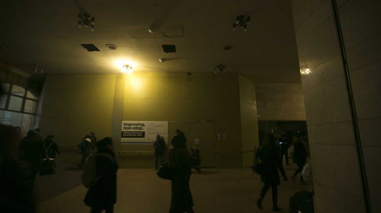 A partial power outage at Grand Central Terminal darkened corridors, and closed shops, on Feb. 15, 2016.
