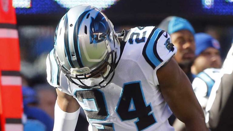 Odell Beckham Jr. vs. Josh Norman 17 Josh Norman #24 of the Carolina Panthers stands over Odell Beckham #13 of the New York Giants in the first half at MetLife Stadium on Sunday, Dec. 20, 2015 in East Rutherford, N.J.