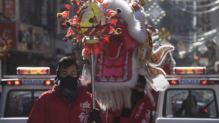Participants welcome the Year of the Monkey, which began Monday, Feb. 8, 2016, during the annual Lunar New Year Parade in Manhattan's Chinatown on Sunday, Feb. 14, 2016. The monkey is the ninth of the 12-year cycle of animals that appear in the Chinese zodiac related to the Chinese calendar. 