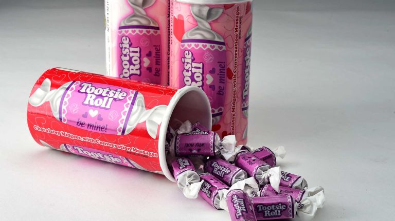 How cute is this? Each of the candies in the 4-ounce Tootsie Roll Midgies Bank (suggested retail price, $1.59) comes with wrapper messages such as 
