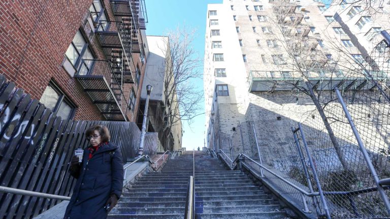 The stairs connecting Ft. WashingtonTerrace and Overlook Terrace at 187th street in Washington Heights, Wednesday, Jan. 6, 2016.