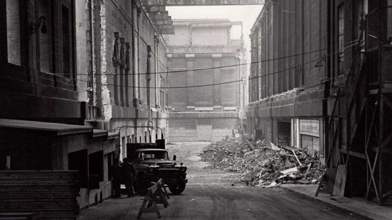 Heartbreaking photos of the demolition of the 1910 Penn Station, construction of Madison Square Garden 29 This is what remains of the 33rd Street taxi ramp on April 7, 1964 as workers demolished parts of the old Penn Station to make way for the new Madison Square Garden.