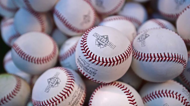 World Series Game 2: Mets vs. Royals 72 The bucket of World Series baseballs in the bin at batting practice during Game 2 of the World Series against the Kansas City Royals at Kauffman Stadium on Wednesday, Oct. 28, 2015.