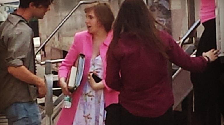 Lena Dunham filming “Girls” in Kensington