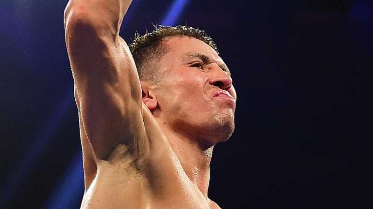 Middleweight Gennady Golovkin reacts after defeating David Lemieux during World Championship Boxing at Madison Square Garden in New York, New York on Sunday, Oct 18, 2015.
