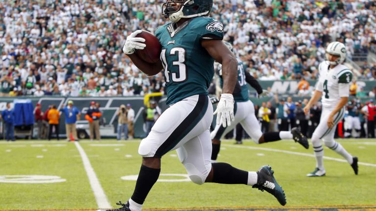 Darren Sproles #43 of the Philadelphia Eagles returns a punt in the second quarter for a touchdown during an NFL game at MetLife Stadium on Sept. 27, 2015.