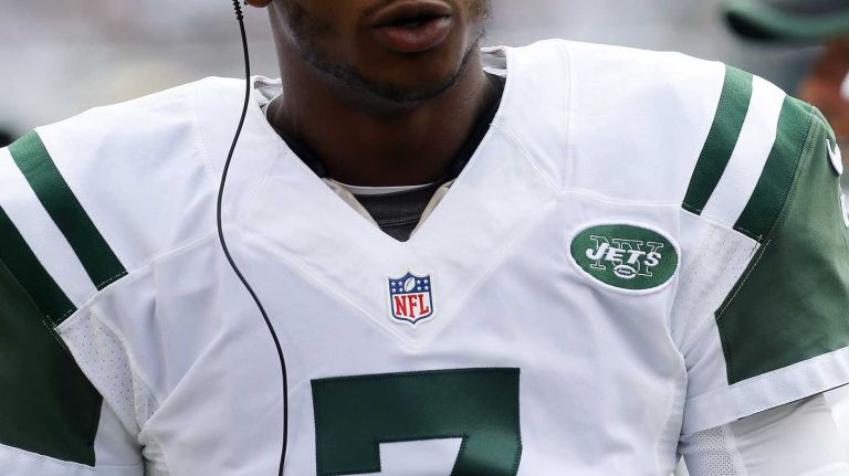 Geno Smith #7 of the New York Jets looks on in the first half against the Philadelphia Eagles at MetLife Stadium on Sunday, Sep. 27, 2015 in East Rutherford, New Jersey.