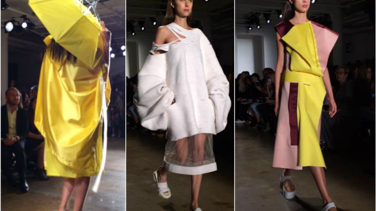 Fashion Week Spring 2016: Must-see runway looks and show reviews 5 The Parsons School of Design MFA Catwalk Show featured designs by more than a dozen of the school's emerging designers. Music, lights and ominous voiceovers set the stage for the dramatic looks that followed. Every time the collection changed, so did the theatrics, giving it the feel of a dozen mini runway shows in one. From N.W.A's