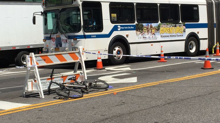 Bicyclist hit by taxi in Chinatown, NYPD says 1 A bicyclist was struck by a taxi in Chinatown on Monday, June 26, 2017, police said.