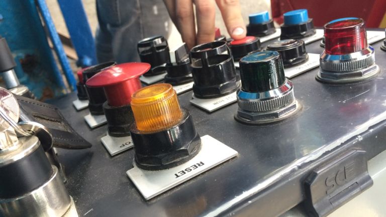 The control panel of the Wonder Wheel that was built after superstorm Sandy, seen on June 11, 2015. 