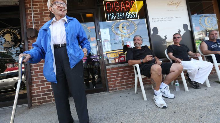 Ninety-four-year-old John Cannistraci, outside Carmine's Cigars, at 1671 Richmond Road in Dongan Hills, Staten Island, on Saturday, July 25, 2015.