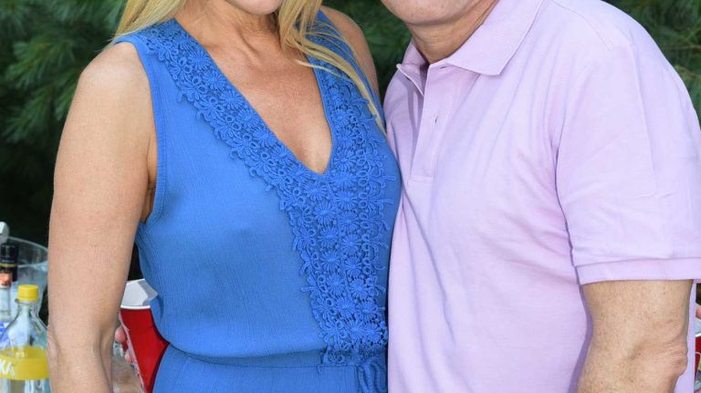 Karen Harris and Alan Dalton at the Last Chance Animal Rescue benefit hosted by Ruth Katz on July 11, 2015, in Bridgehampton.