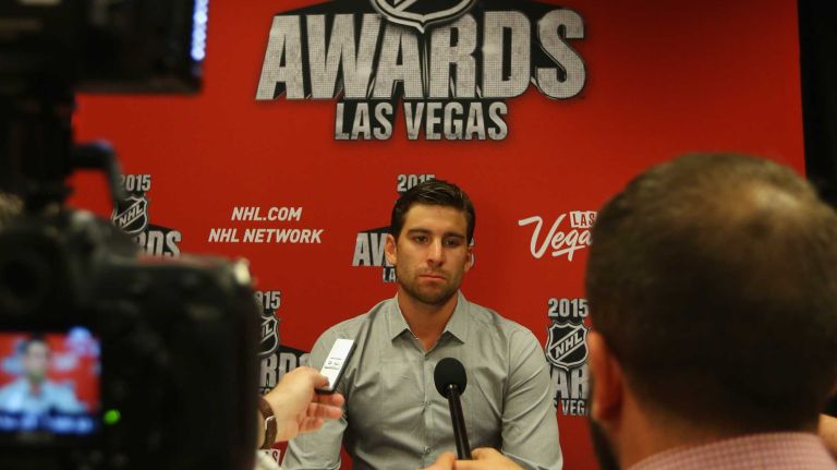LAS VEGAS, NV - JUNE 23: John Tavares of the New York Islanders attends the 2015 NHL Awards nominee media availability at MGM Grand Arena on June 23, 2015 in Las Vegas, Nevada. (Photo by Bruce Bennett/Getty Images)