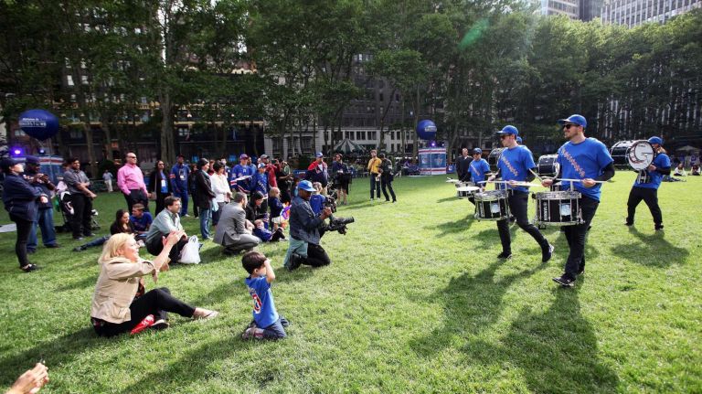 Rangers viewing party in Bryant Park 8 The Rangers Drumline entertains the crowd at the free Rangers' outdoor viewing party in Bryant Park in Manhattan on Wednesday, May 20, 2015.