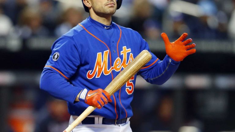David Wright 25 David Wright of the Mets looks on during his first inning at-bat against the Atlanta Braves at Citi Field on Friday, April 18, 2014.