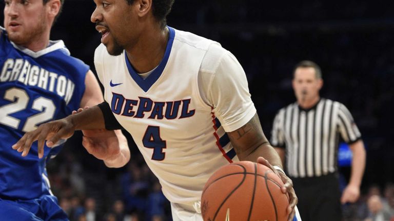 DePaul Blue Demons forward Myke Henry drives into the lane against the Creighton Bluejays in the first round of the Big East basketball tournament at Madison Square Garden on Wednesday, March 11, 2015.