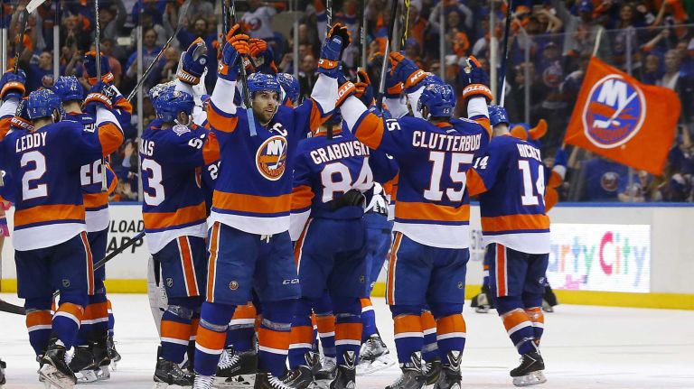 Eastern Conference quarterfinals Game 6: Islanders vs. Capitals 87 The New York Islanders celebrate after defeating the Washington Capitals in Game 6 of the Eastern Conference quarterfinals at Nassau Coliseum on Saturday, April 25, 2015.