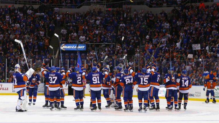 Eastern Conference quarterfinals Game 6: Islanders vs. Capitals 89 The New York Islanders celebrate after defeating the Washington Capitals in Game 6 of the Eastern Conference quarterfinals at Nassau Coliseum on Saturday, April 25, 2015.